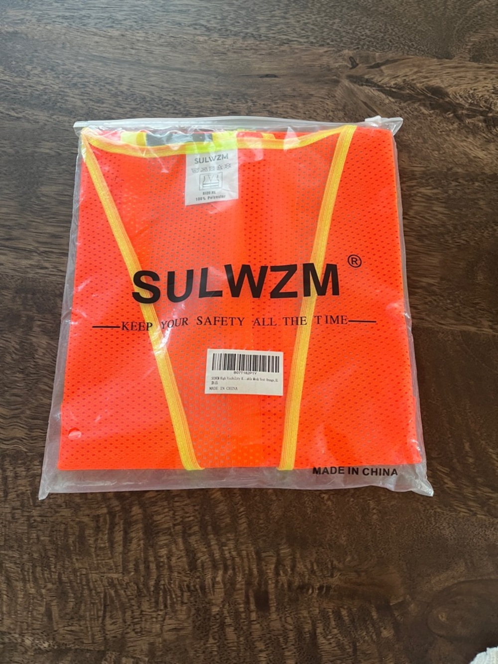 NEW SULWZM High-Visibility Safety Vest - Bright Orange with Yellow Trim